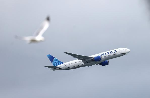 United Airlines airplane takes off 