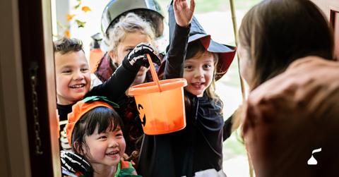 Kids trick or treating on Halloween