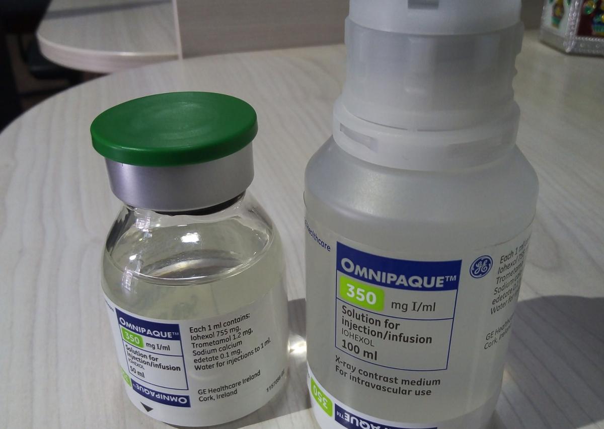 Bottles of Omnipaque IV contrast 