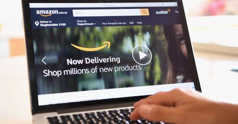 Amazon homepage on a laptop