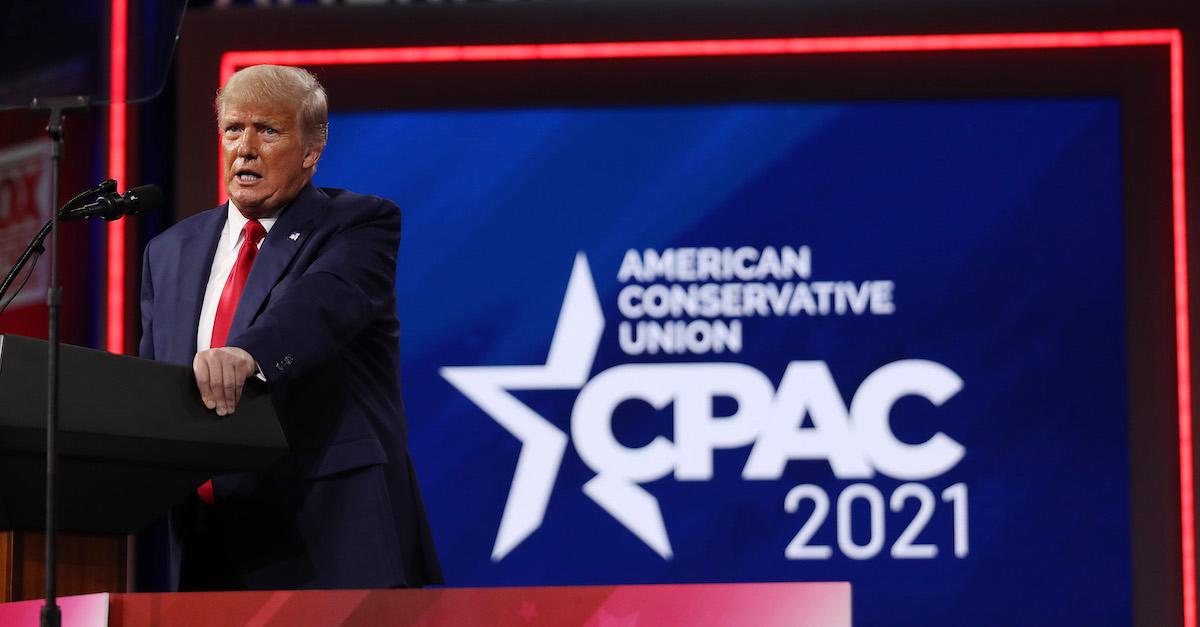 Donald Trump speaks at CPAC 2021 in Orlando, Fla.