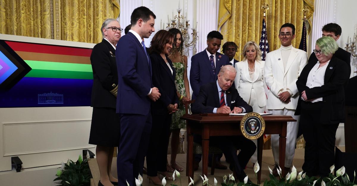 President Joe Biden signs an executive order on advancing equality for LGBTQI+ individuals (June 15, 2022)