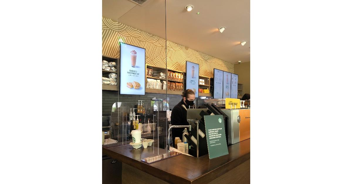 Starbucks barista making coffee