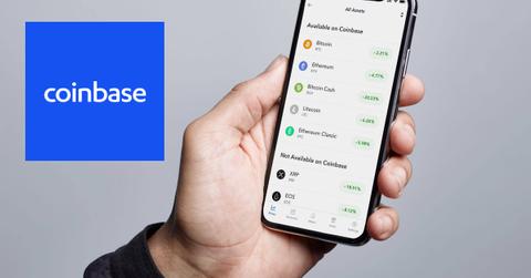 The Coinbase platform on a smartphone