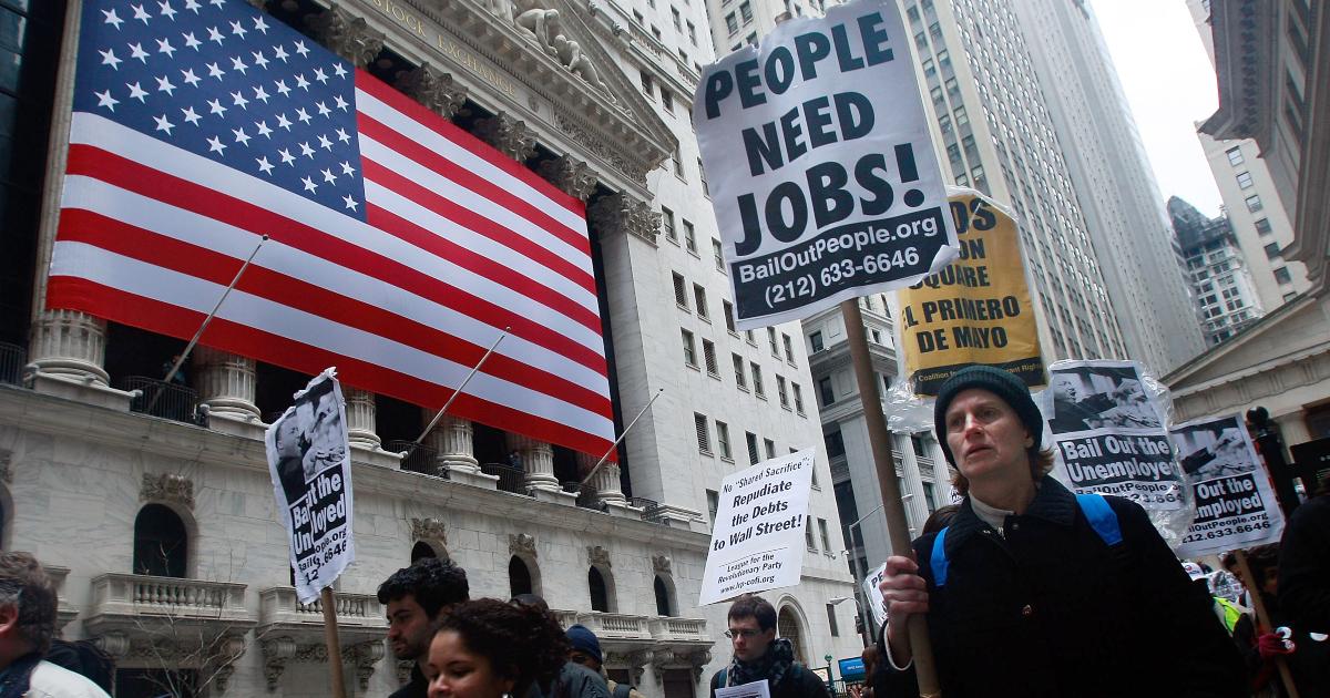 Job losses demonstration during a recession