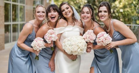 Bridesmaids and a bride