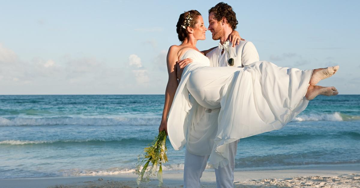 A married couple on a beach