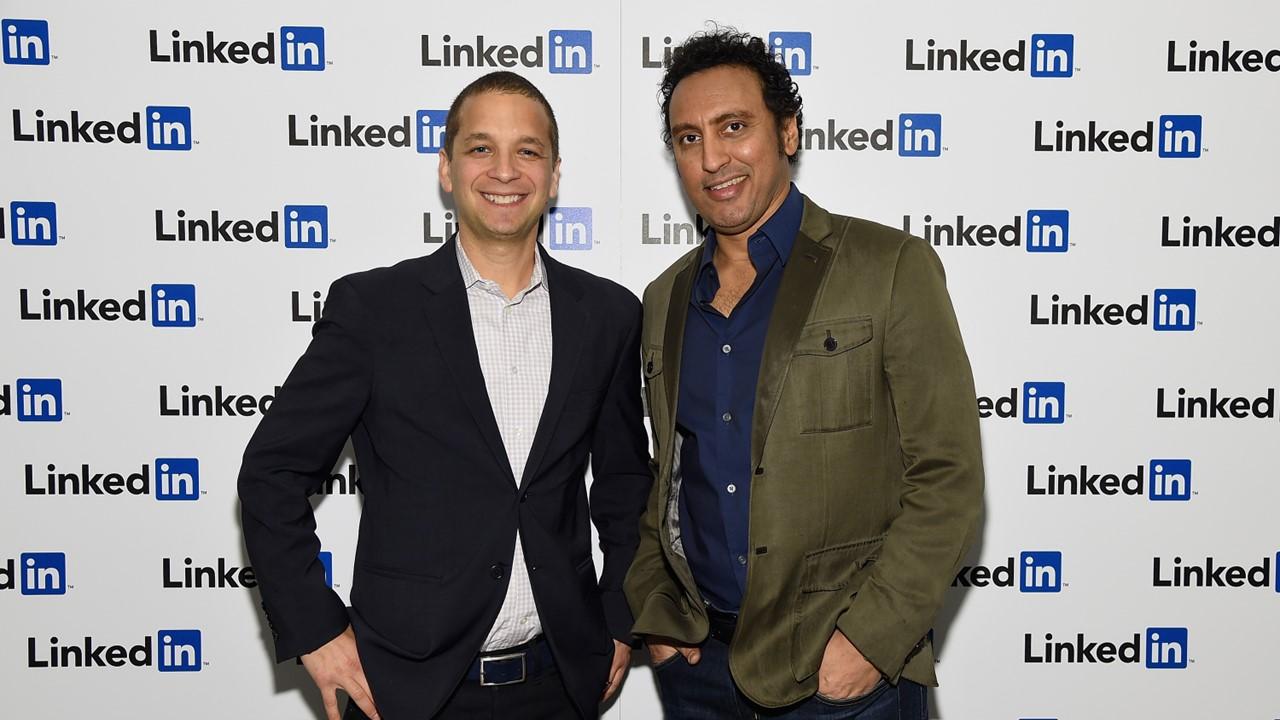 LinkedIn Executive Editor Dan Roth and Aasif Mandvi from 'The Daily Show' 