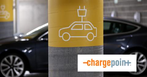 ChargePoint logo over EV charging