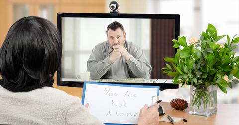 man receives online therapy