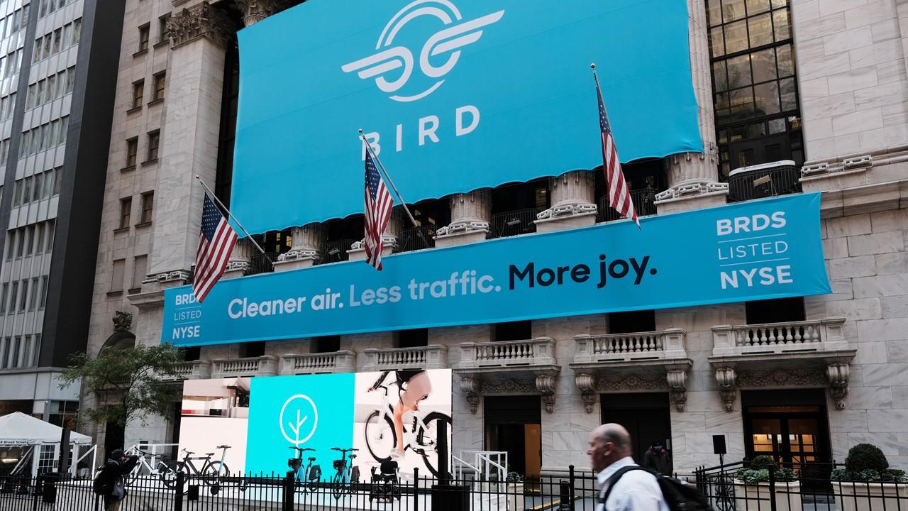 Bird SPAC banner on Wall Street