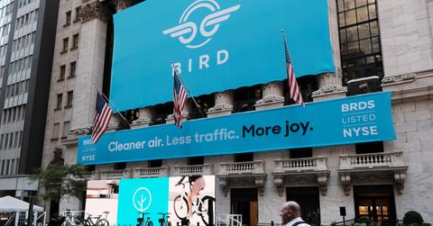 Bird SPAC banner on Wall Street