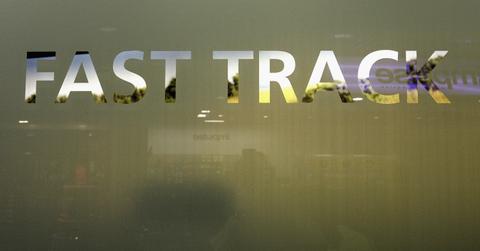 Fast track sign at airport