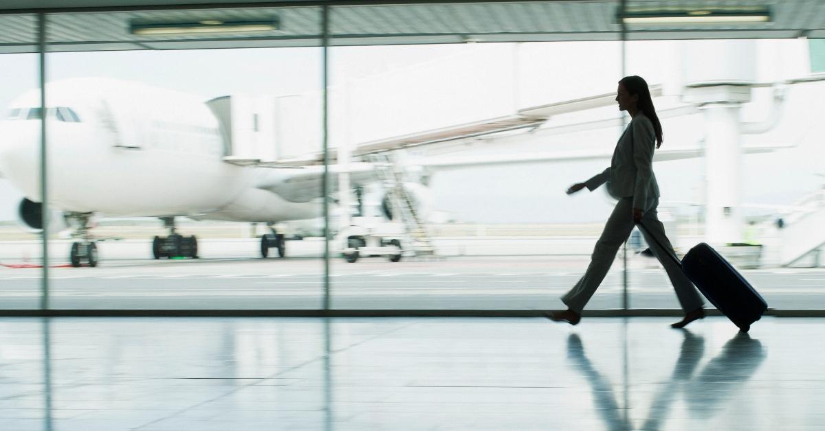 Woman walking in an airport