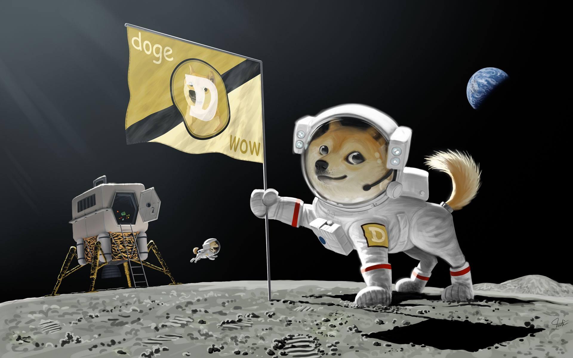 Dogecoin dog on the moon