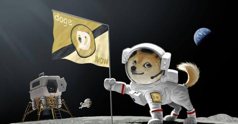 Dogecoin dog on the moon