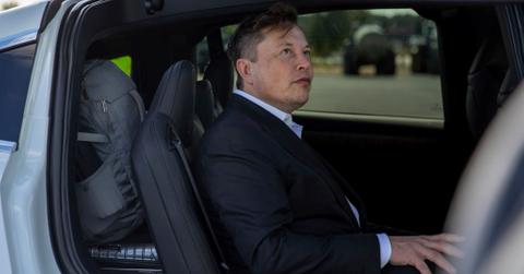 Elon Musk in Tesla vehicle