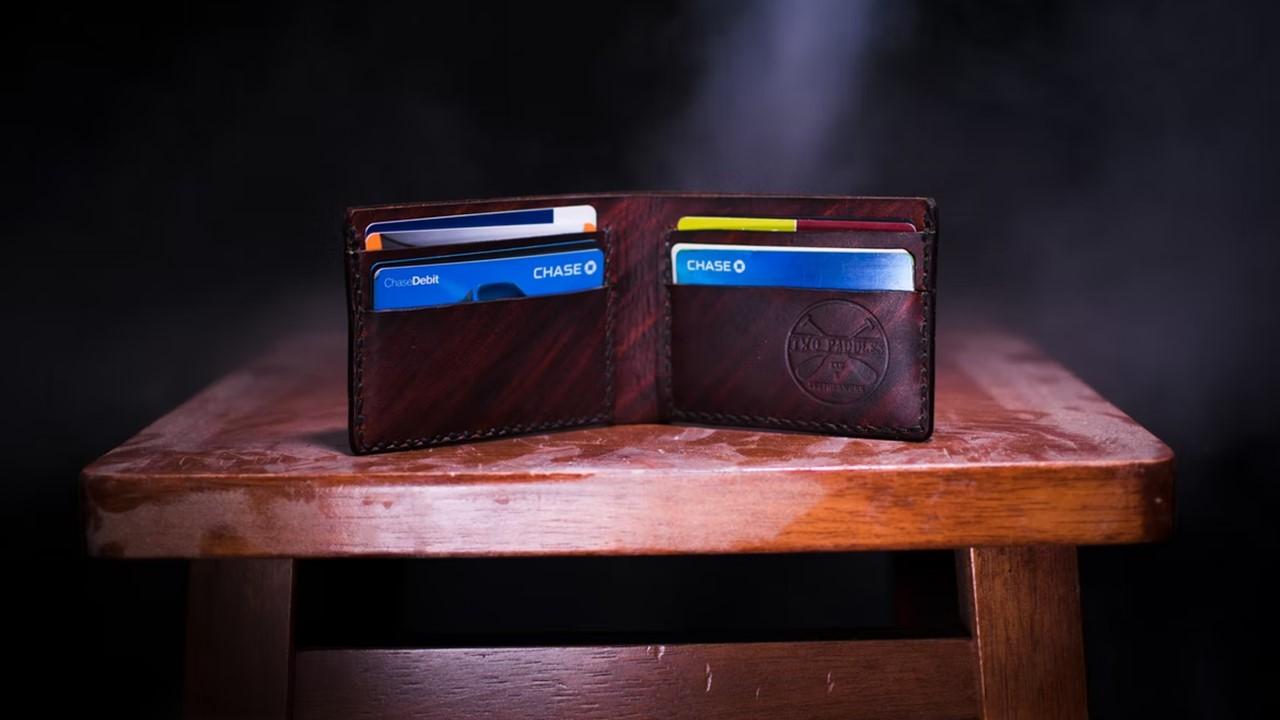 A wallet with credit cards in it