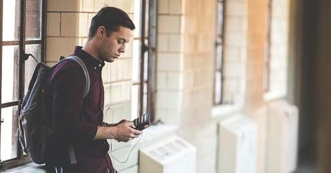 A student looking in his wallet