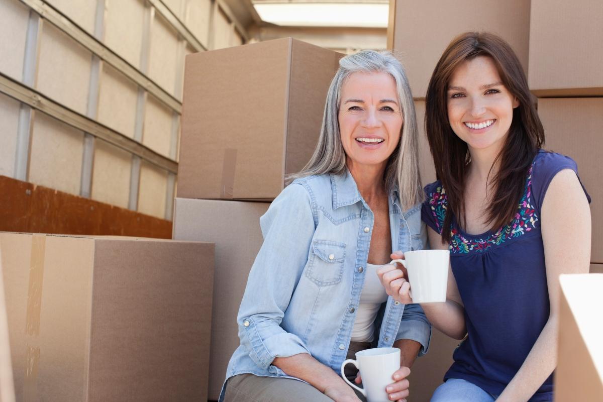 A daughter moving out of the parents' home