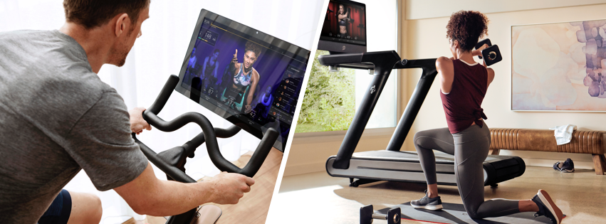 People working out on Peloton equipment