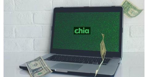 Chia Network on computer screen, one of the cryptocurrencies that uses less energy
