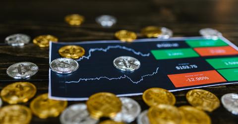 Selective Focus Photo of Silver and Gold Bitcoins
