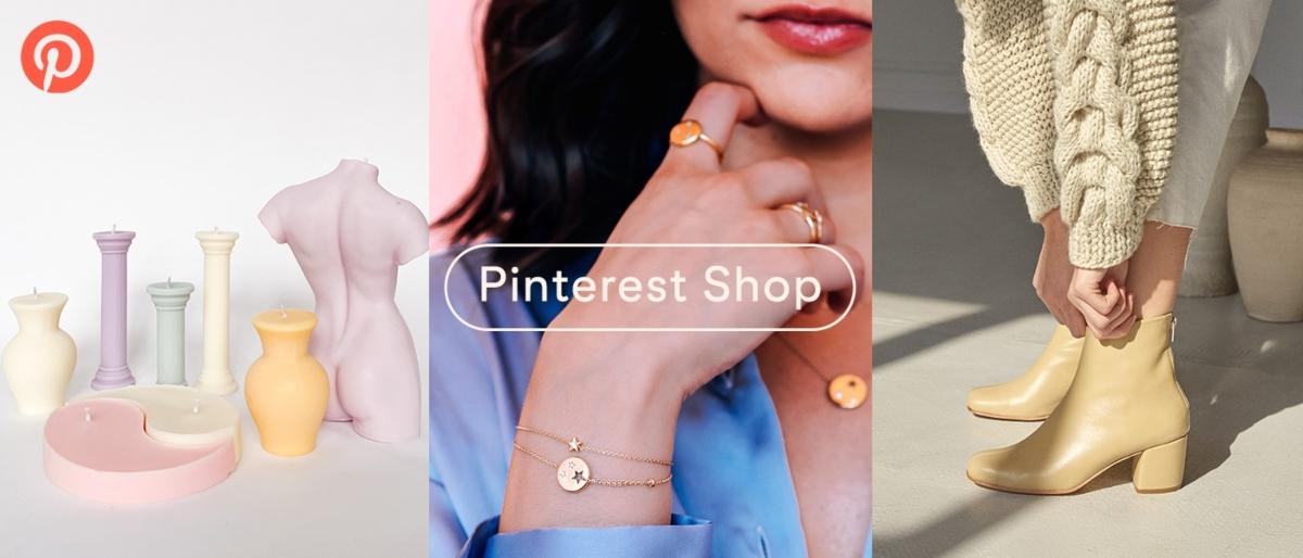 Pinterest Shop graphic of a person modeling jewelry and clothes