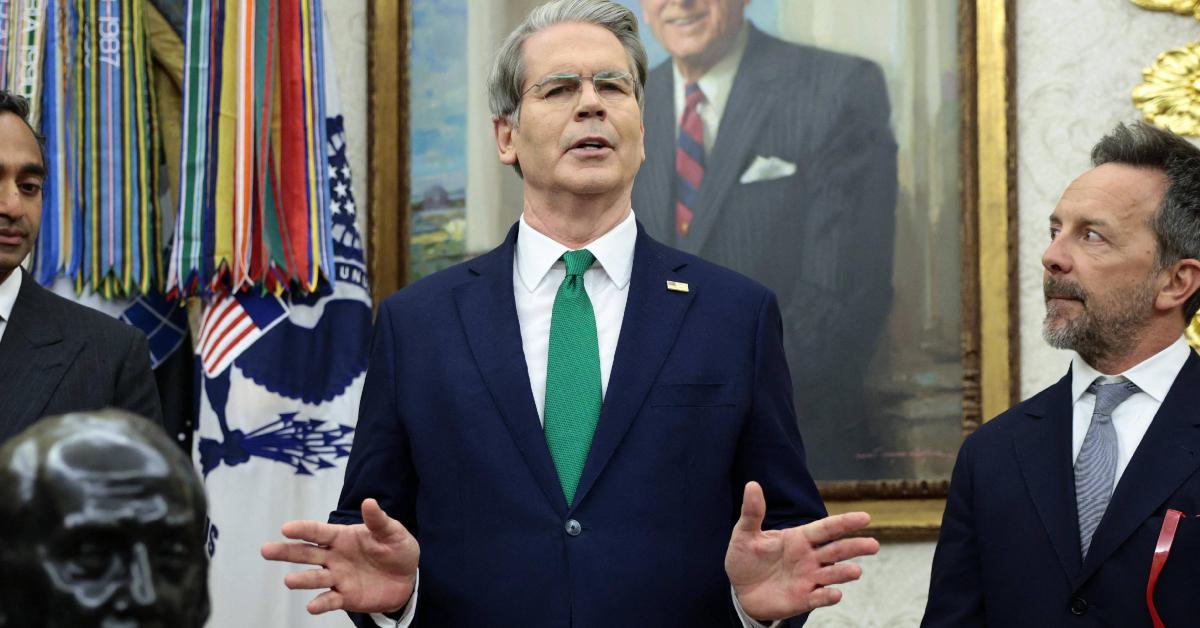 Treasury Secretary Scott Bessent at a Oval Office meaning.