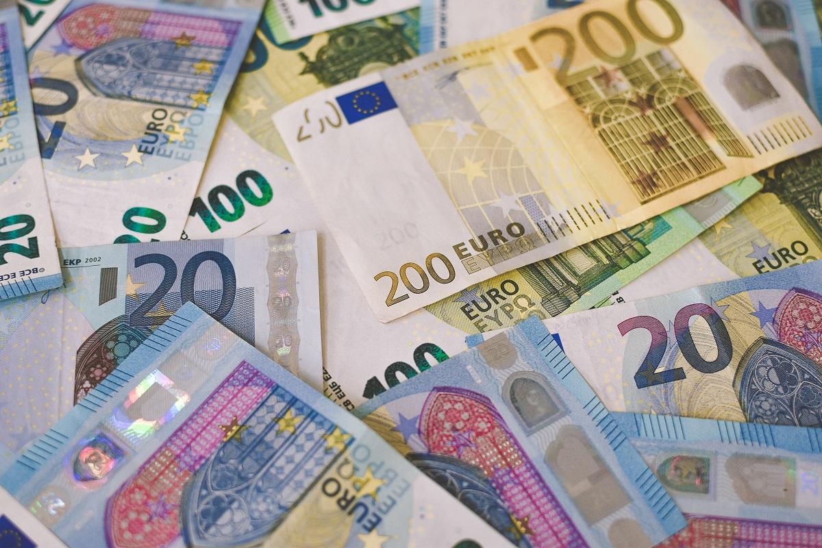 A pile of 20, 100, and 200 euro banknotes