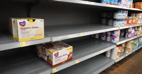 Empty baby formula shelves