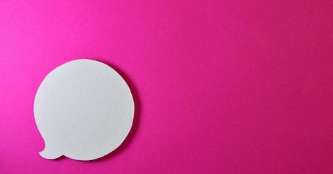 A chat bubble graphic