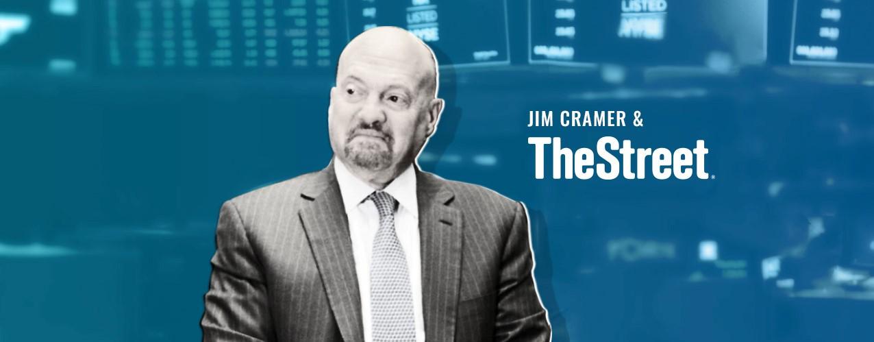 Image of Jim Cramer with TheStreet branded background