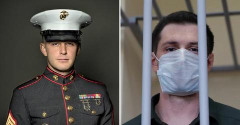 Trevor Reed as a Marine and as a prisoner