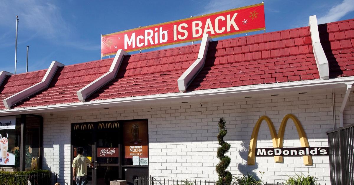 McDonald's restaurant with a McRib sign on the roof