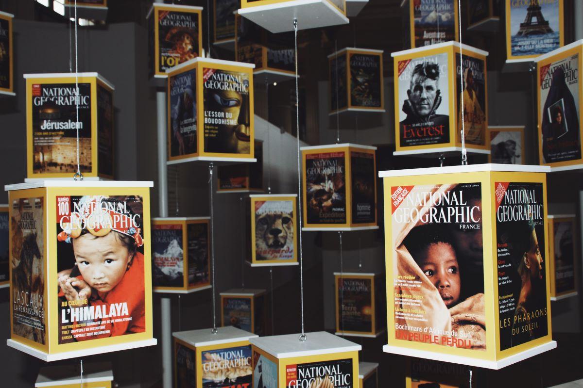 pile of national geographic magazines