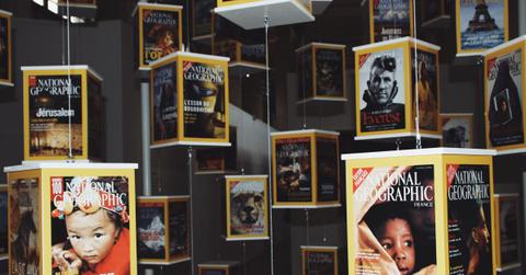 National Geographic magazines on display