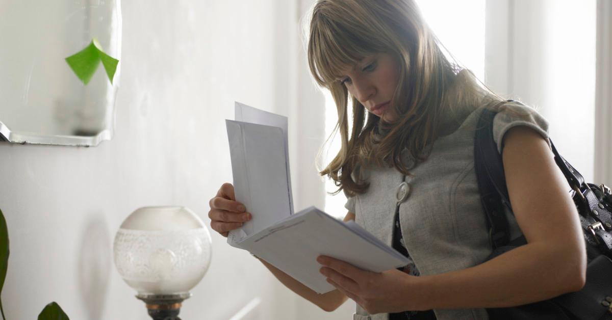 Woman checking mail