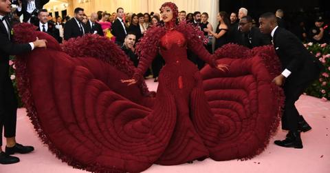 Cardi B in a large red dress on the red carpet at the 2019 Met Gala.