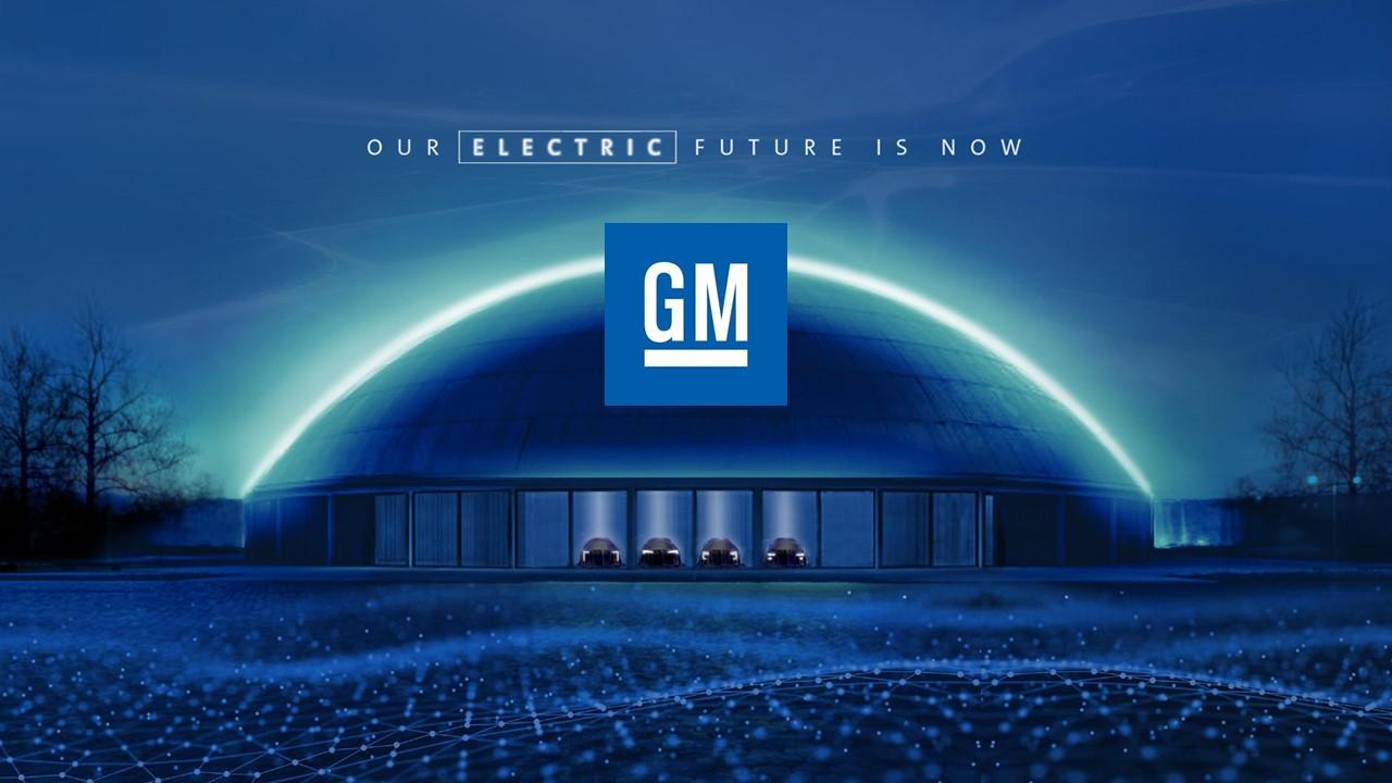 GM EV ad and logo