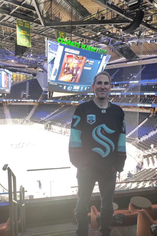 Andy Jassy at pre-game at the arena(NHL hocky in Seattle)