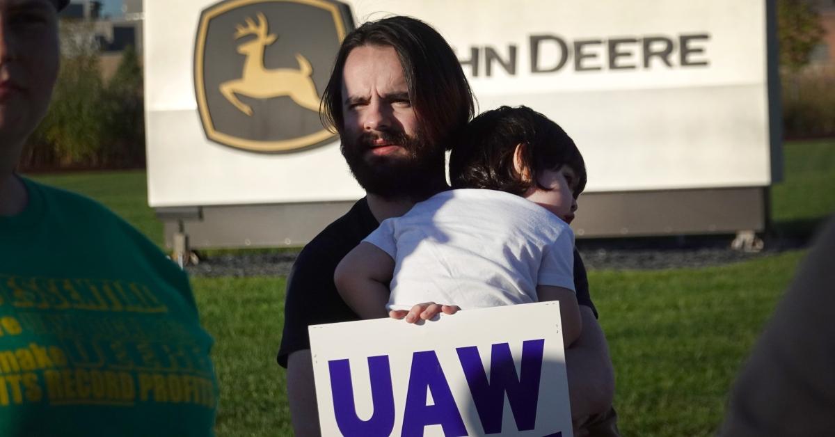 Man taking part in the John Deere strike