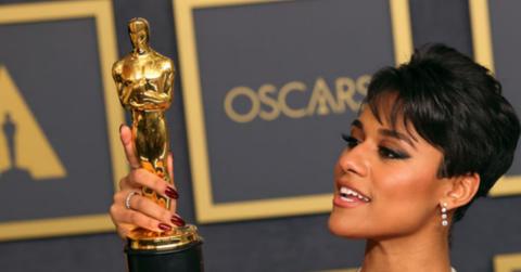 Ariana DeBose with her Best Actress in a Supporting Role Oscar in 2022.