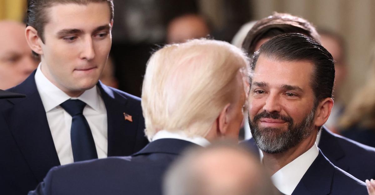 Barron and Donald Trump Jr. talk to President Trump
