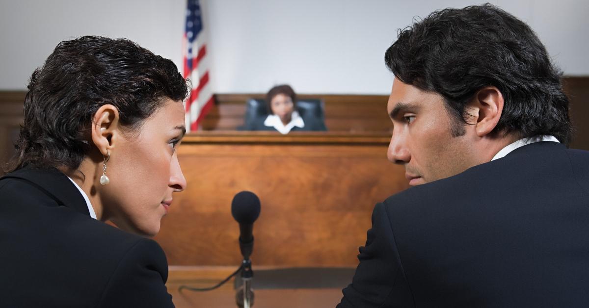 An attorney and client in court