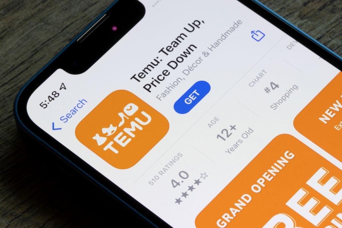 The Temu shopping app on a smartphone