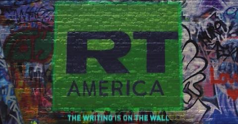 RT America mural on a brick wall