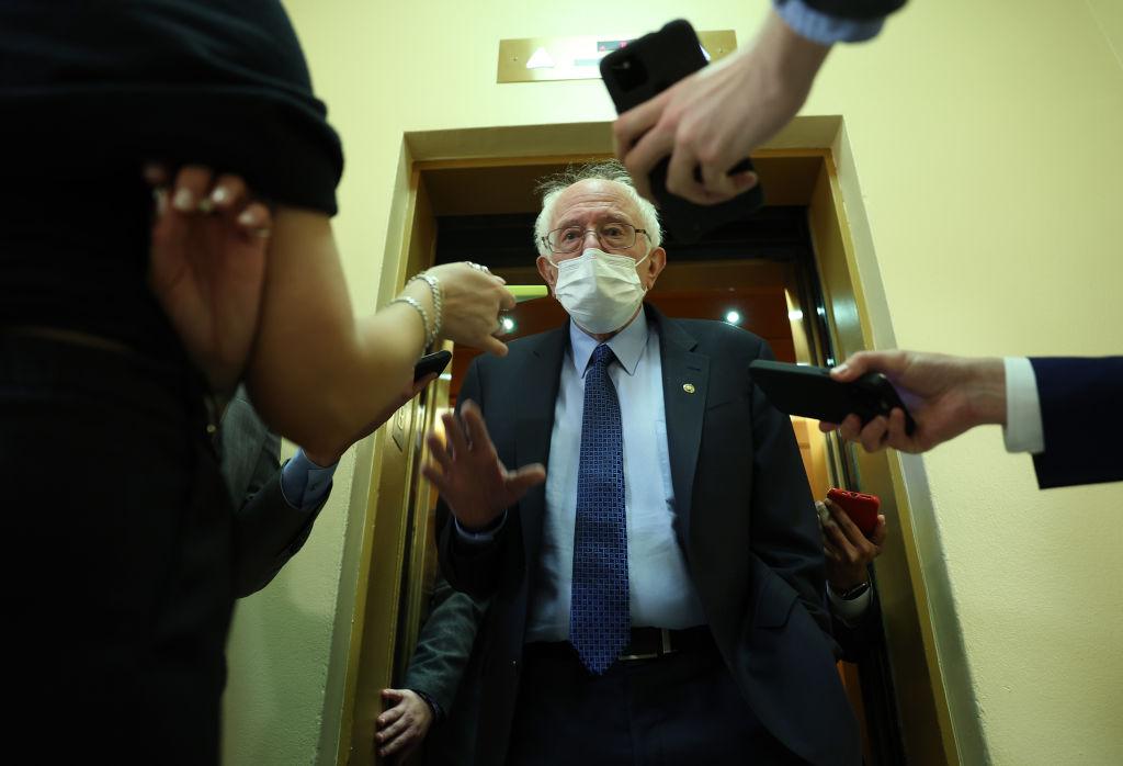 Senator Bernie Sanders at the U.S. Capitol facing reporters