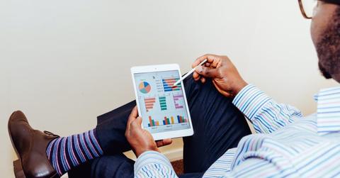 A man looking at 401(k) data