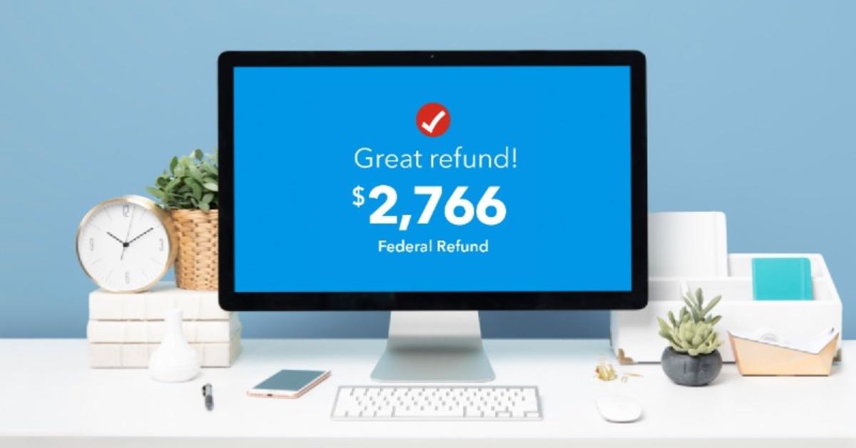 A tax refund on a computer screen